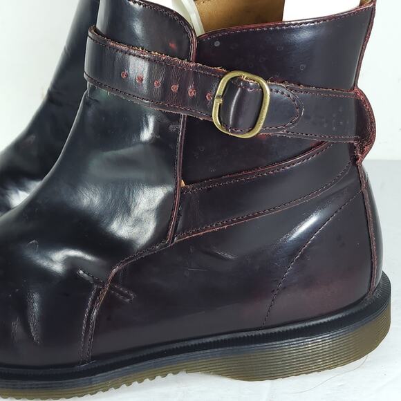 Dr. Martens Women's Teresa US 8 Leather Cherry Red Arcadia Buckle Ankle Boots - Picture 13 of 15